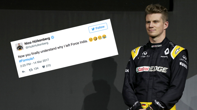 Photo credit: Mark Thompson/Getty Images, screencap via Nico Hülkenberg
